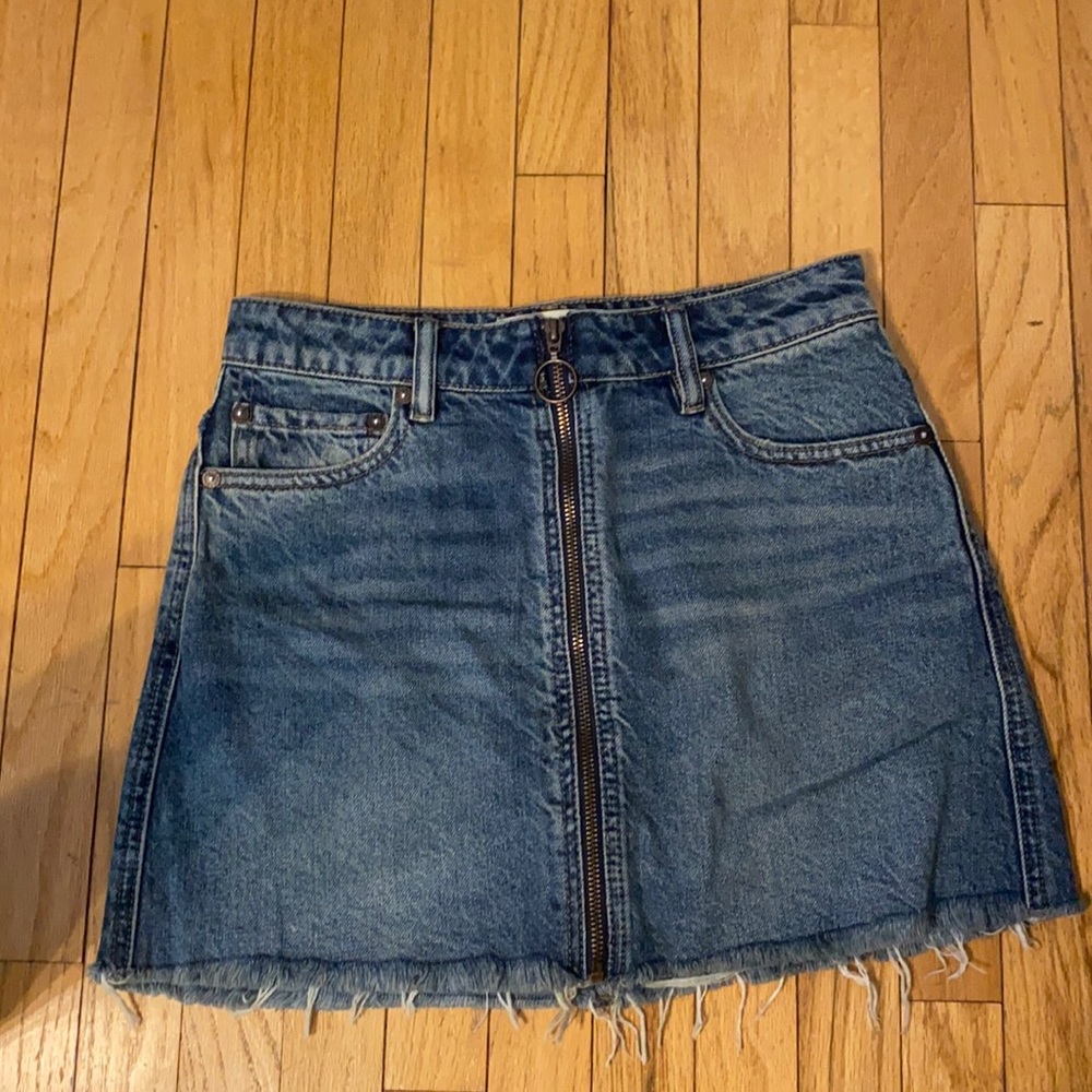 Free People Front Zip Jean Skirt